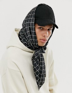 Атласный шарф с принтом ASOS DESIGN-Черный