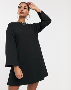 Свободное черное платье в рубчик ASOS DESIGN-Черный