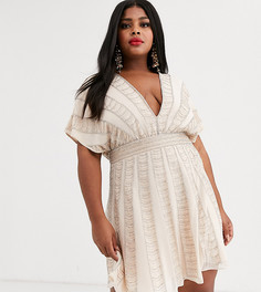 Короткое приталенное платье с отделкой бисером и пайетками ASOS DESIGN Curve-Мульти