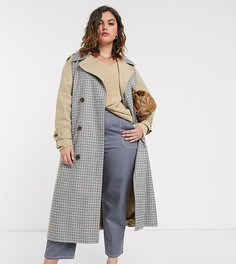 Тренч в клетку ASOS DESIGN Curve-Мульти