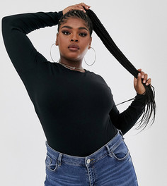 Черный лонгслив из органического хлопка с круглым вырезом ASOS DESIGN Curve