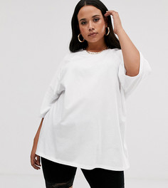 Белая oversize-футболка со строчками ASOS DESIGN Curve-Белый