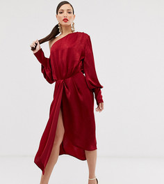 Атласное платье миди на одно плечо ASOS DESIGN Tall-Мульти