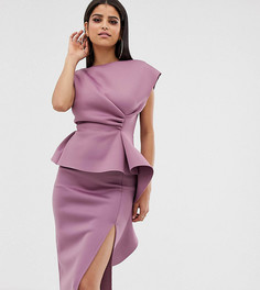 Платье-футляр миди с баской и защипами ASOS DESIGN Tall-Розовый