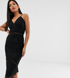 Платье миди с кружевной отделкой Missguided Tall-Черный