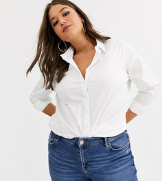 Эластичная хлопковая рубашка с длинными рукавами ASOS DESIGN Curve-Белый