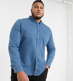 Выбеленная эластичная джинсовая рубашка облегающего кроя ASOS DESIGN Plus-Синий