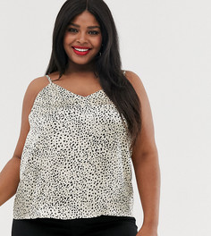 Атласный топ со звериным принтом ASOS DESIGN Curve-Мульти