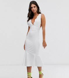 Платье миди с кружевным топом ASOS DESIGN Tall-Белый