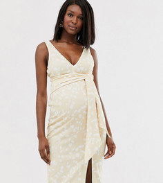 Платье миди в горошек, с глубоким вырезом и поясом ASOS DESIGN Maternity-Мульти