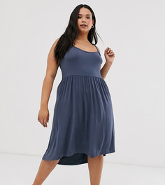 Свободное платье с кружевной отделкой на спине Junarose-Синий