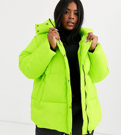 Лаймовая дутая куртка с отделкой ASOS DESIGN Curve-Зеленый