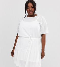 Ярусное платье мини ASOS DESIGN Curve-Белый