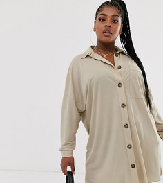 Платье-рубашка в стиле милитари ASOS DESIGN Curve-Зеленый