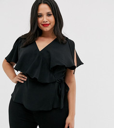 Топ с кейпом и запахом ASOS DESIGN Curve-Бесцветный