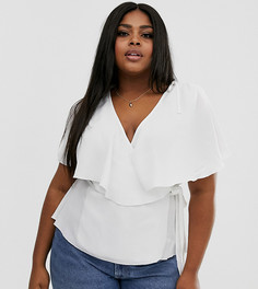 Топ с кейпом и запахом ASOS DESIGN Curve-Бесцветный