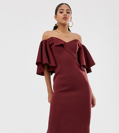 Платье миди с открытыми плечами ASOS DESIGN Tall-Фиолетовый