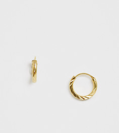 Серебряные позолоченные серьги-кольца с витой вставкой ASOS DESIGN-Золотой