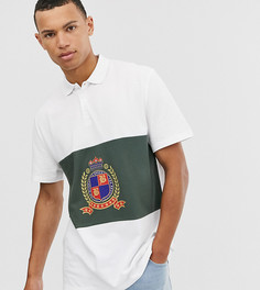 Поло свободного кроя колор блок ASOS DESIGN Tall-Белый