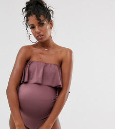 Слитный купальник с oversize-оборками ASOS DESIGN maternity-Фиолетовый