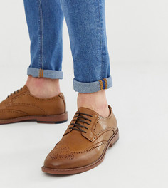 Светло-коричневые броги для широкой стопы из искусственной кожи ASOS DESIGN-Коричневый