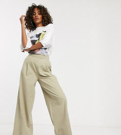 Широкие парусиновые брюки с эластичным поясом ASOS DESIGN Tall-Светло-бежевый