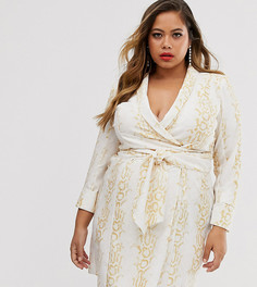 Платье мини со змеиным принтом ASOS DESIGN Curve-Мульти