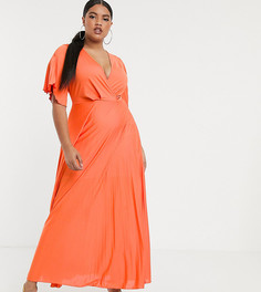 Платье макси с широкими рукавами ASOS DESIGN Curve-Оранжевый