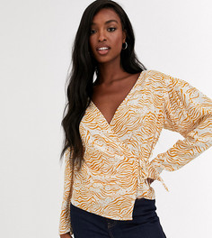 Топ с запахом и поясом ASOS DESIGN Tall-Мульти