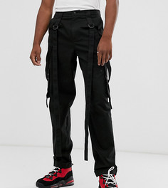 Черные брюки карго с ремешками ASOS DESIGN Tall-Черный