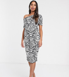 Платье-футляр с плиссировкой и зебровым принтом ASOS DESIGN Maternity-Мульти