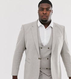 Льняной пиджак River Island Big & Tall-Кремовый