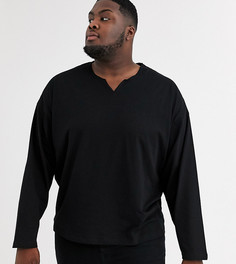 Черный oversize-лонгслив с необработанным краем ASOS DESIGN Plus