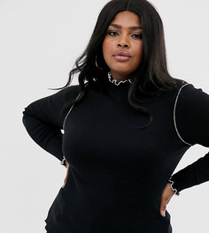 Черная водолазка с контрастными строчками ASOS DESIGN Curve-Черный