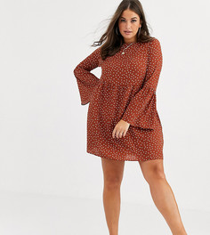 Свободное платье мини в горошек с рукавами клеш ASOS DESIGN Curve-Мульти