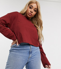 Свободная укороченная футболка бордового цвета ASOS DESIGN Curve-Красный