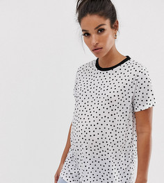 Футболка в монохромный горошек ASOS DESIGN Maternity-Белый