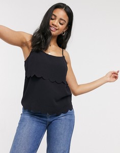 Черный топ с фигурным краем Miss Selfridge