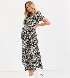 Чайное платье миди с леопардовым принтом ASOS DESIGN Maternity-Мульти