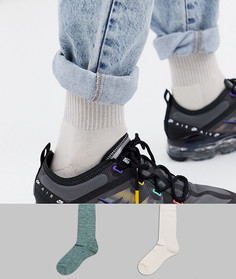 Спортивные носки зеленого и кремового цвета ASOS DESIGN - Набор из 2 пар со скидкой-Мульти