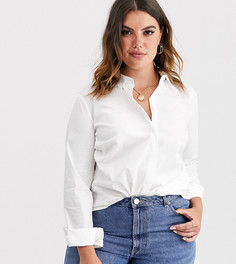 Приталенная рубашка с длинными рукавами из эластичного хлопка ASOS DESIGN Curve-Белый