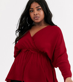 Топ с рукавами "летучая мышь" и поясом ASOS DESIGN Curve-Бесцветный