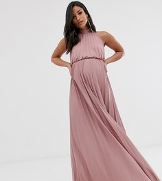 Плиссированное платье макси с американской проймой ASOS DESIGN Maternity-Розовый