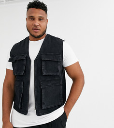 Черный выбеленный жилет в стиле милитари ASOS DESIGN Plus-Серый