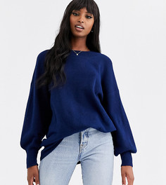 Пушистый oversize-джемпер из переработанных материалов с объемными рукавами ASOS DESIGN Tall-Темно-синий