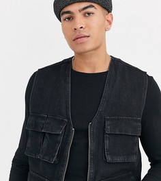 Черный выбеленный жилет в стиле милитари ASOS DESIGN Tall-Серый