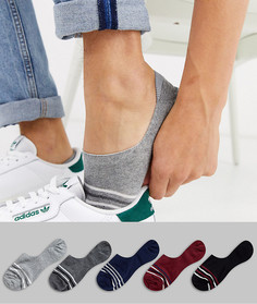 Набор из 5 пар невидимых носков с полосами ASOS DESIGN-Мульти