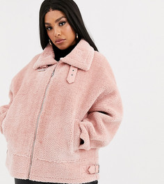 Розовая куртка-авиатор из искусственного меха Missguided Plus-Розовый
