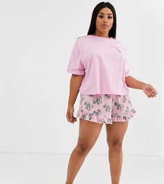 Пижамный трикотажный комплект с футболкой и шортами ASOS DESIGN Curve-Розовый