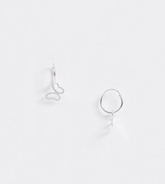 Серебряные серьги-кольца с бабочкой ASOS DESIGN-Серебряный